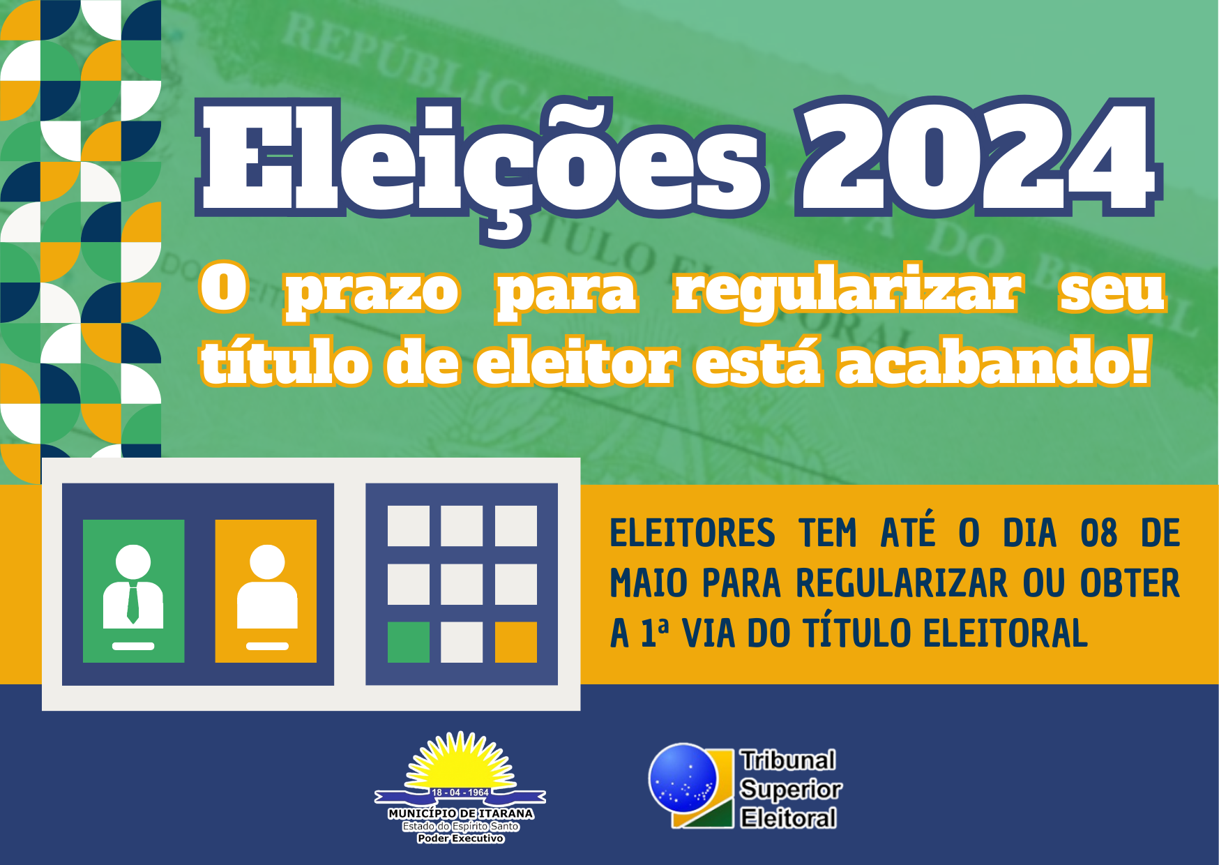 Eleições 2024: prazo para regularizar ou tirar a 1ª via do título