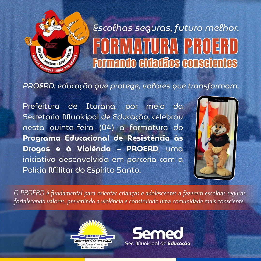 Formatura do PROERD celebra compromisso com a cidadania e prevenção em Itarana
